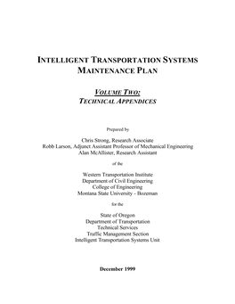 Intelligent Transportation Systems Maintenance Plan