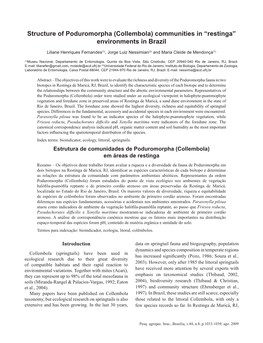 Structure of Poduromorpha (Collembola) Communities in “Restinga” Environments in Brazil