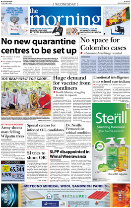 No New Quarantine Centres to Be Set Up
