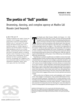 The Poetics of Sufi Practice: Drumming, Dancing, and Complex Agency at Madho Ll Husain