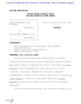 1 NOT for PUBLICATION UNITED STATES DISTRICT COURT for the DISTRICT of NEW JERSEY : STACK STACKHOUSE A/K/A