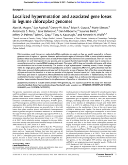 Localized Hypermutation and Associated Gene Losses in Legume Chloroplast Genomes