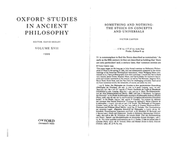 Oxforq Studies in Ancient Philosophy