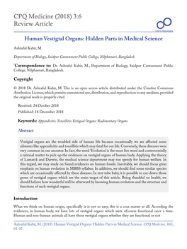 Human Vestigial Organs: Hidden Parts in Medical Science