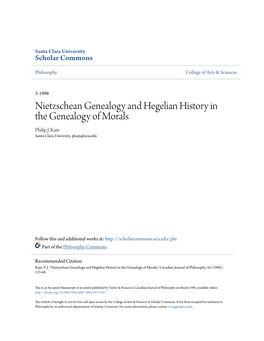 Nietzschean Genealogy and Hegelian History in the Genealogy of Morals Philip J