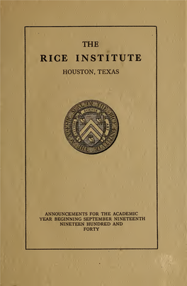 Rice University General Announcements