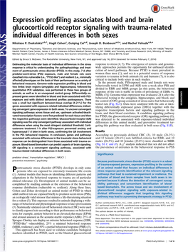 Expression Profiling Associates Blood and Brain Glucocorticoid Receptor Signaling with Trauma-Related Individual Differences in Both Sexes