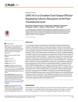 USP2-45 Is a Circadian Clock Output Effector Regulating Calcium Absorption at the Post- Translational Level