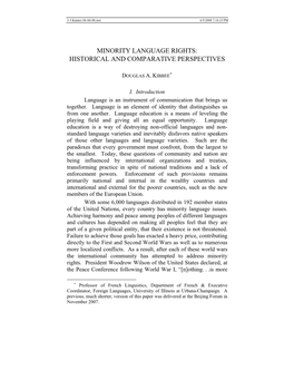 Minority Language Rights: Historical and Comparative Perspectives