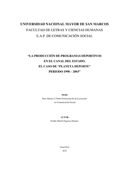 Universidad Nacional Mayor De San Marcos Facultad De Letras Y Ciencias Humanas E.A.P