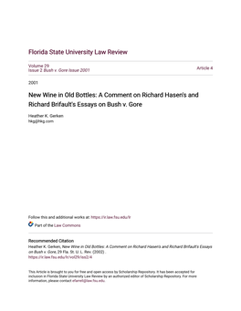 New Wine in Old Bottles: a Comment on Richard Hasen's and Richard Brifault's Essays on Bush V