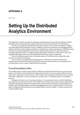 Setting up the Distributed Analytics Environment