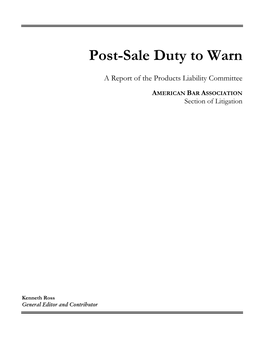 Post-Sale Duty to Warn