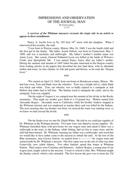 IMPRESSIONS and OBSERVATION of the JOURNAL MAN by Fred Lockley 1-2-27