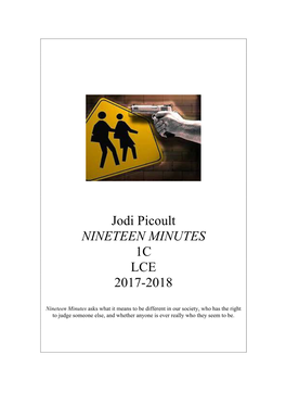 Jodi Picoult NINETEEN MINUTES 1C LCE 2017-2018