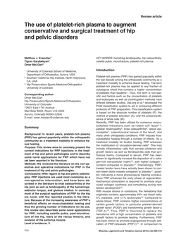 The Use of Platelet-Rich-Plasma (PRP)