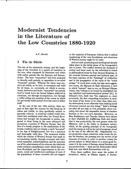 Modernist Tendencies in the Literature of the Low Countries 1880-19'20