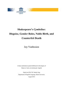 Disguise, Gender Roles, Noble Birth, and Counterfeit Death Joy Vanbesien