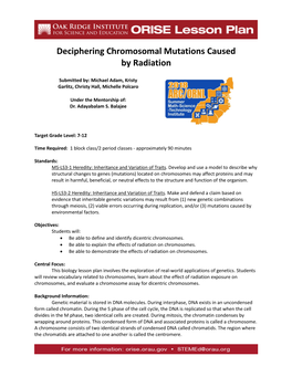 Deciphering Chromosomal Mutations Caused by Radiation