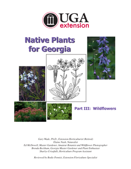 Native Plants for Georgia, Part III: Wildflowers Or Generations, Long Before There Was a Nursery Industry, People Planted and Enjoyed Wildflowers