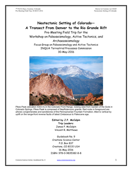 Neotectonic Setting of Colorado— a Transect from Denver to the Rio