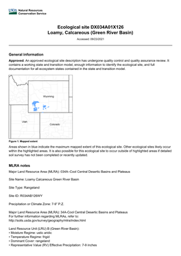 Ecological Site DX034A01X126 Loamy, Calcareous (Green River Basin)