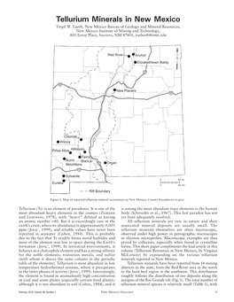 Tellurium Minerals in New Mexico Virgil W