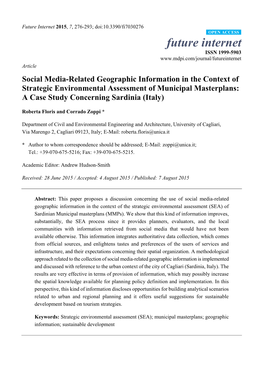 Social Media-Related Geographic Information in the Context of Strategic Environmental Assessment of Municipal Masterplans: a Case Study Concerning Sardinia (Italy)