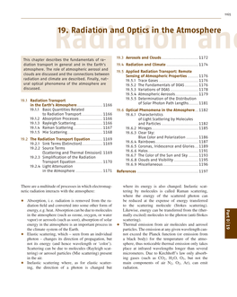 19. Radiation and Optics in the Atmosphere and 19.3 Aerosols and Clouds