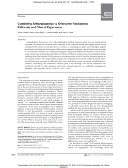 Combining Antiangiogenics to Overcome Resistance: Rationale and Clinical Experience