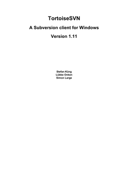 Tortoisesvn a Subversion Client for Windows Version 1.11