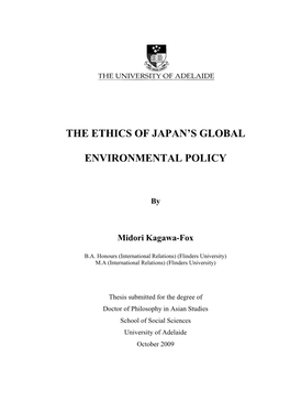 Ethics of Japan's Global Environmental Policy