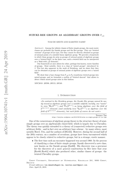 Arxiv:1904.10741V1 [Math.GR]