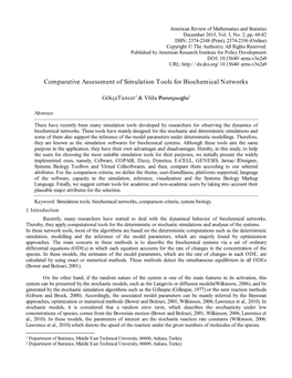 Comparative Assessment of Simulation Tools for Biochemical Networks