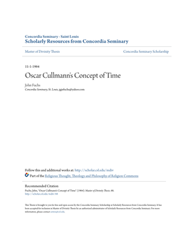 Oscar Cullmann's Concept of Time John Fuchs Concordia Seminary, St
