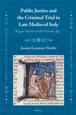 Public Justice and the Criminal Trial in Late Medieval Italy Reggio Emilia