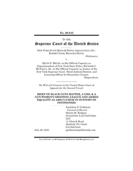 BRIEF of BLACK GUNS MATTER, a GIRL & a GUN WOMEN’S SHOOTING LEAGUE and ARMED EQUALITY AS AMICI CURIAE in SUPPORT of PETITIONERS ______Jonathan S