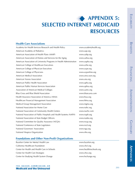 Selected Internet Medicaid Resources B