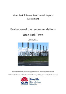 Evaluation of the Recommendations Oran Park Town June 2011