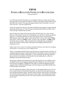 YHVH YESHUA HANAZTRI VEMELECH HAYEHUDIM by Richard Samuel