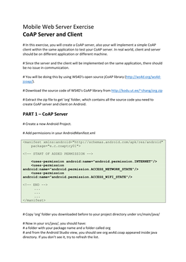 Mobile Web Server Exercise Coap Server and Client