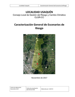 Localidad Usaquén Caracterización General De Escenarios De Riesgo