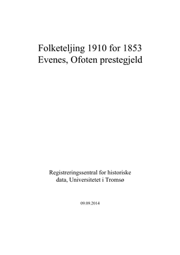 Folketeljing 1910 for 1853 Evenes, Ofoten Prestegjeld