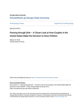 Passing Through Dink – a Closer Look at How Couples in the United States Make the Decision to Have Children