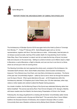 Archdeaconry Synod Reps Report From