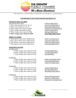 Colorado State Fair Parade Results Web