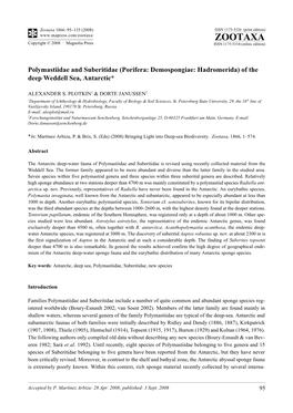 Zootaxa, Polymastiidae and Suberitidae