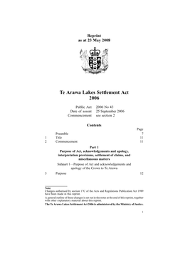 Te Arawa Lakes Settlement Act 2006