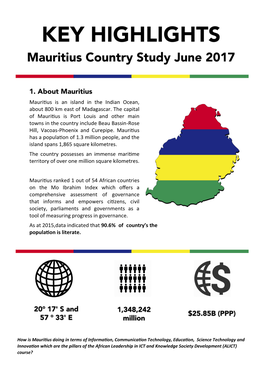 Mauritius Is an Island in the Indian Ocean, About 800 Km East of Madagascar