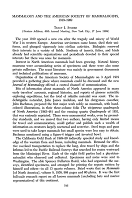 Mammalogy and the American Society of Mammalogists, 1919-1969